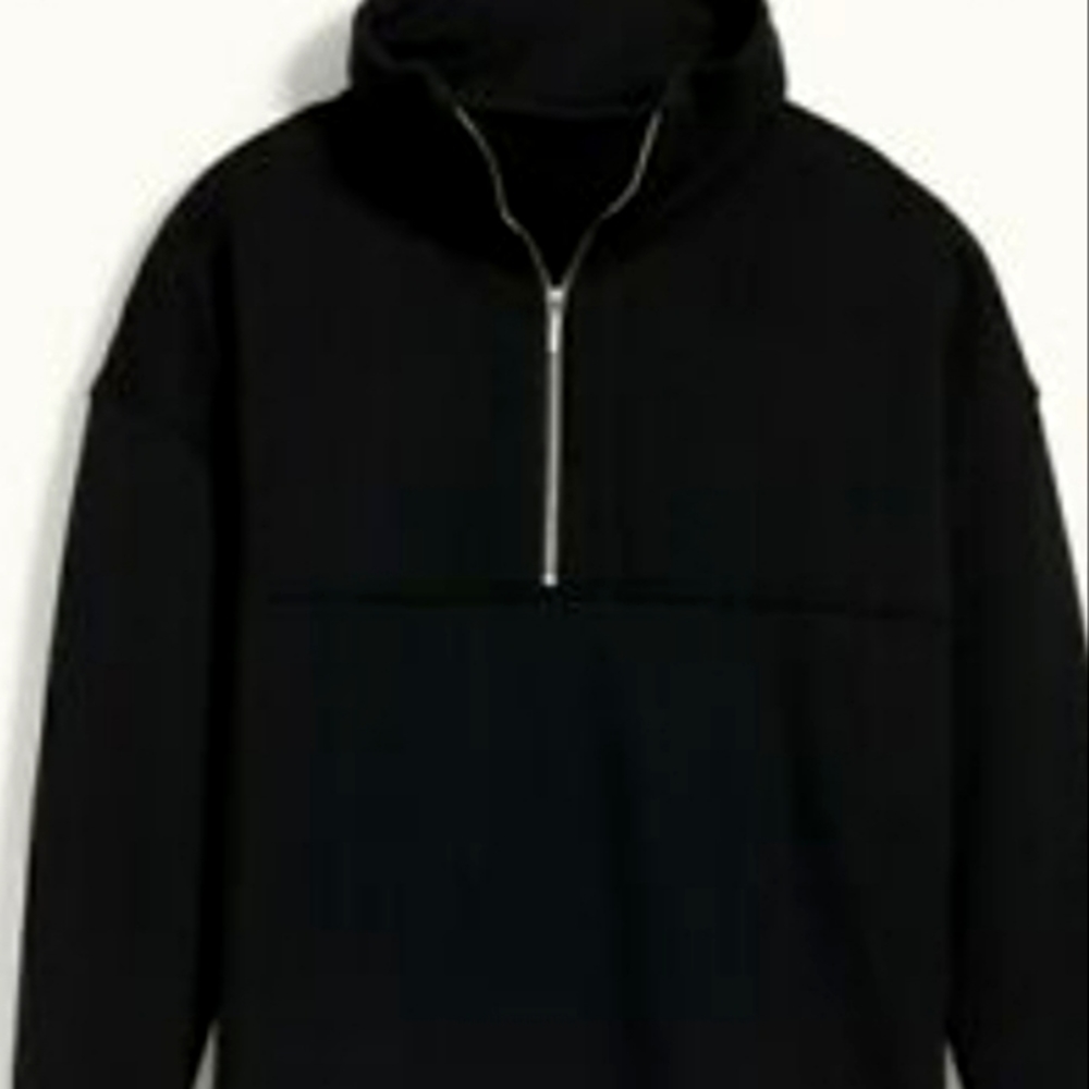 OLD NAVY Oversized French Terry Funnel Neck Sweatshirt Black